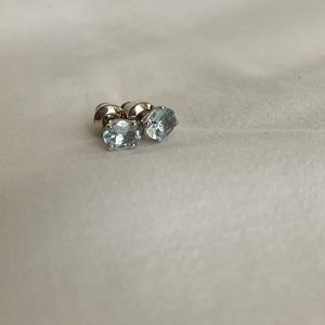 Aquamarine Platinum Over Silver Earrings
